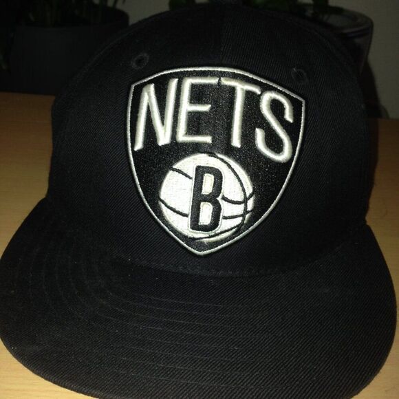Men's Mitchell & Ness OFFICIAL Brooklyn Nets NBA Flat Brim Hat Size 7 1/2 7.5 - Picture 9 of 9